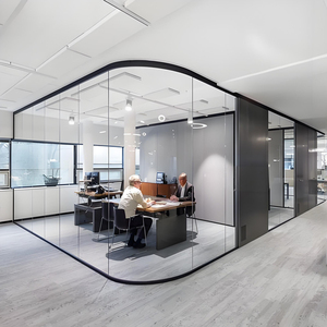 Sistemas de vidrio sin marco Tamaños estándar Listo para enviar Pared de vidrio sin marco curvo Radio Personalización Pared de partición de aluminio - Product Image 2