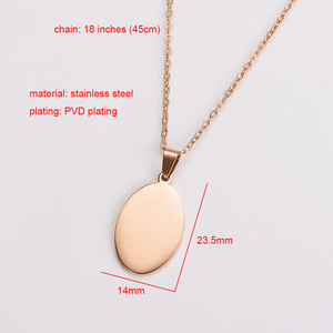 Collana pendente ovale vuota personalizzabile in acciaio inossidabile nuova tendenza non appannata per incisione - Product Image 6