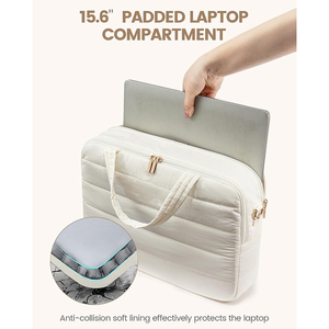 Sacoche d'ordinateur portable pour femmes, sac fourre-tout rembourré pour le travail, grande mallette <span class=keywords><strong>de</strong></span> 15,6 pouces, sac à bandoulière léger et décontracté matelassé - Product Image 5