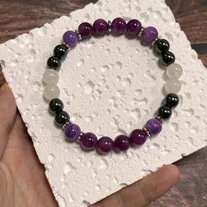 Pulsera de Piedra Natural con Cuentas de Vidrio Coloridas, Estilo Viral Profesional para Redes Sociales, Apoyo a Lotes Mixtos para el Chakra de la Garganta - Product Image 3