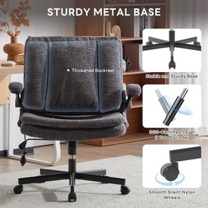 Criss Cross Legged Office <b>Chair</b> with Flip-Up <b>Back</b>&Dynamic Airbag Lumbar <b>Support</b>, Wide Seat Desk <b>Chair</b>, Flip-Up Arms with Wheels - Product Image 6
