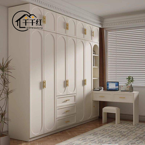 Armadio <span class=keywords><strong>in</strong></span> <span class=keywords><strong>Legno</strong></span> <span class=keywords><strong>Massello</strong></span> Stile Francese Moderno, Bestseller, Semplice Colore Crema, Personalizzabile, Mobile per Camera da Letto, Armadio Porta Abiti - Product Image 2