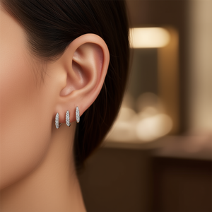 Orecchini E1713 in Oro Bianco con Diamanti Taglio Baguette Affusolato Colore G Diamanti Naturali Classici da Donna per Uso Quotidiano - Product Image 2