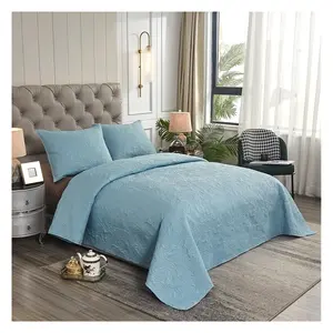 Hot Selling Luxe Effen Kleur Ultrasoon Beddengoed Set En Sprei