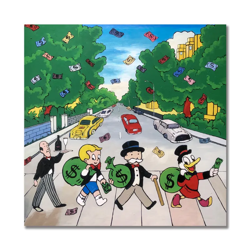 Hand Painted Modern Canvas Alec Monopoly painting pop art oil painting reproductions for Living Room Home Decor