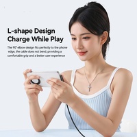 Cable de Carga Rápida Tipo-C MAX 240W 5A, Diseño Plano Ultrafino Retráctil, Cable Trenzado de Nailon con Soporte para Teléfono, para Juegos, Uso Duradero