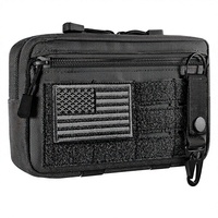Pochette tactique Molle Admin, pochette utilitaire découpée au laser, pochette horizontale modulaire, comprend un patch drapeau américain et un porte-clés