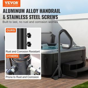 Barre d'appui réglable en hauteur et rotative à 360 degrés en fer pour spa et piscine Manso - Product Image 2