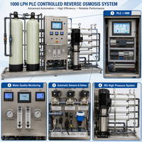 Système de traitement d'eau par osmose inverse (RO) monté sur châssis, contrôlé par PLC, 1000 LPH, automatique