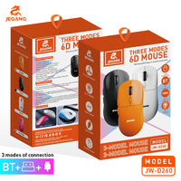 JW-D260 Mouse Nirkabel 6D Tiga Mode 2.4G BT Tipe-C Mouse Optik Nirkabel Berkabel 6400 DPI 500mAh untuk Gaming PC Laptop