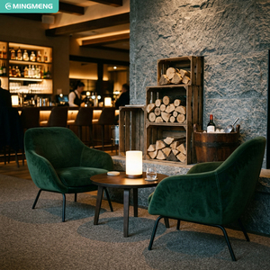 Meubles de loisirs d'intérieur, fauteuils d'appoint en velours vert, table d'appoint en bois pour restaurant et salon - Product Image 1