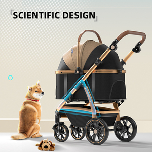 लक्जरी आउटडोर एल्यूमीनियम 4 व्हील डॉग स्ट्रेलर बड़ी क्षमता पालतू रोलर दो एक अलग वाहक ट्रॉली कुत्तों बिल्लियों में दो - Product Image 2