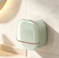 Boîte à Savon Murale Luxe Léger, Support à Savon Sans Perçage, Boîte de Rangement pour Savon de Lessive avec Drain