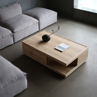 Table basse rectangulaire en bois massif de style nordique, minimaliste moderne, de luxe léger italien, pour l'Amérique du Nord