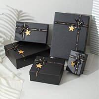 Caja de Regalo con Tapa y Base Personalizadas, Caja de Embalaje de Dos Piezas de Lujo con Tapa Superior e Inferior de Papel Negro