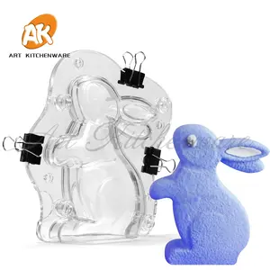 AK Bán Buôn Rabbit Shape 3D Nhựa Khuôn Sô Cô La Công Cụ Nướng Khay Nhựa Khuôn Sô Cô La
