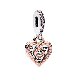 Charmes en argent sterling 925 plaqués or rose avec zircon en forme de cœur - Pendentifs tendance pour la fabrication de bijoux pour femmes, cadeaux - Product Image 6