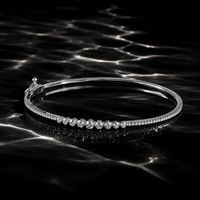 Bracelet ouvert en diamant fin, bracelet délicat en diamant cultivé en laboratoire 0,65 CT, bracelet minimaliste en or blanc 18 carats avec diamant rond