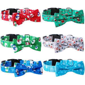 ปลอกคอเครื่องแต่งกายเทศกาลคริสต์มาสสำหรับสัตว์เลี้ยงติดโบว์สำหรับสุนัขลายเกล็ดหิมะ - Product Image 5