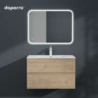 Meuble-lavabo mural modulaire en pierre artificielle Doporro allemande avec miroir intégré pour salle de bain