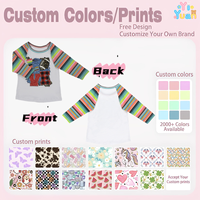 Haut à manches longues raglan personnalisé avec motif léopard LOVE Football et manches rayées colorées pour filles – OEM/ODM disponible