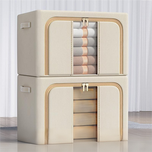 صندوق تخزين ملابس متعدد الأغراض قابل للطي مصنوع من قماش أكسفورد الاصطناعي الفاخر مع إطار فولاذي، مقاوم للغبار والرطوبة - Product Image 1