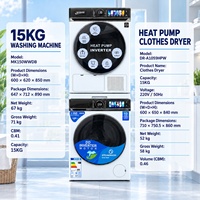 White Home Laundry 15KG Washer and Heat Pump Dryer Set DD Inverter Steam Wash Stackable 220V 50Hz OEM Wholesale