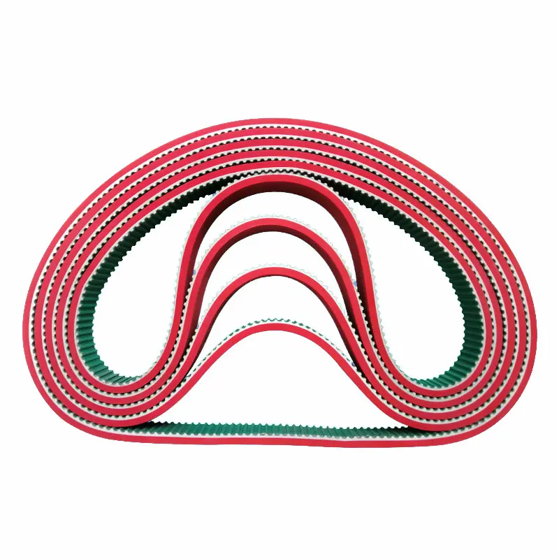 Industrial Red & Green T5-910*30+5mm Rubber Timing Belt For Vertical Packing Machine Pull Belts