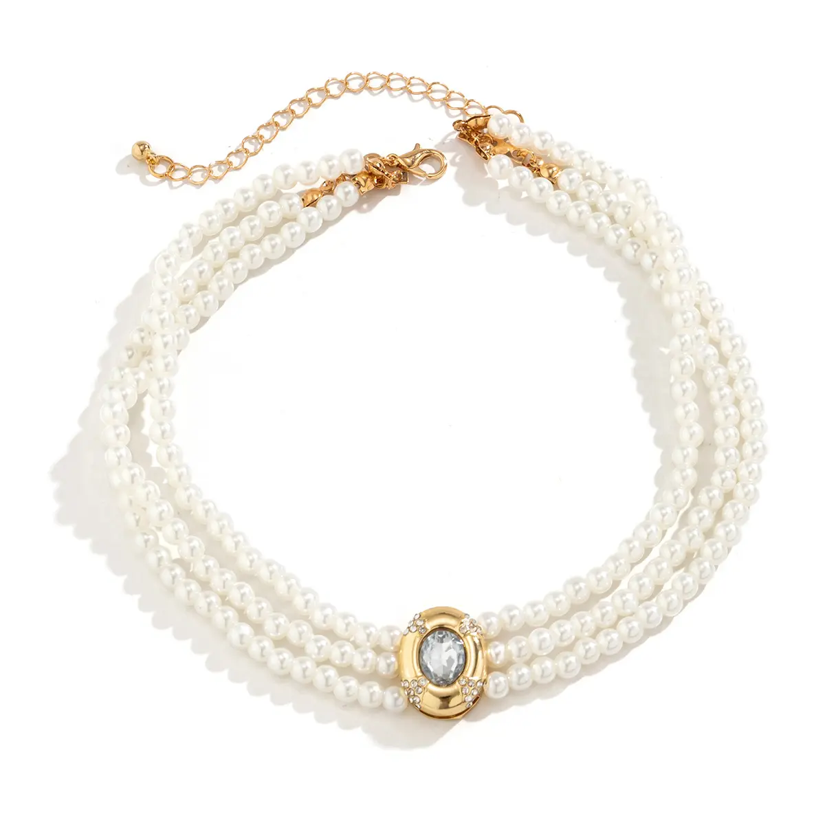 Pearl jewelry set Light luxury short imitation pearl choker Turquoise beaded retro ethnic style necklace