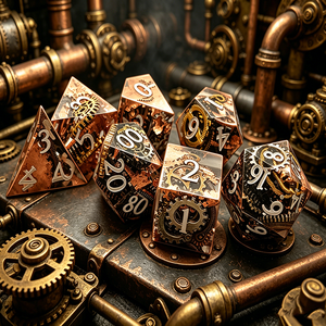 Nouvel ensemble de dés en résine à engrenages mécaniques steampunk, dés polyédriques complets pour D&D et jeux de table - Product Image 5