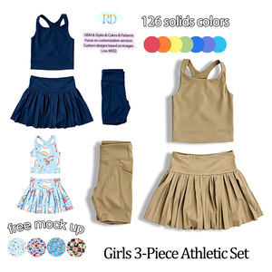 Completo Sportivo Casual 3 Pezzi per Bambine Ruidian, Nuovo Design 2026, Set Atletico per Bambine, Set con Gonna Tinta Unita per Bambine, Set in Nylon OEM per Neonata - Product Image 4