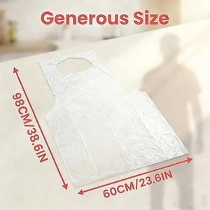 Wholesale Disposable Clear <b>Plastic</b> Disposable Aprons, Waterproof Transparent Disposable Bibs, Unisex Clear Aprons for Cooking - Product Image 2