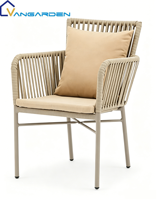 Ensemble table et chaises de jardin modernes, confortables, durables, tout en aluminium, résistant à l'eau, faible entretien, pour villa, jardin, cour.