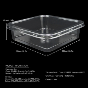 Thực phẩm-lớp trong suốt 4/8/12/16/68oz bánh Hộp bao bì rPet nhựa vỏ sò món tráng miệng <span class=keywords><strong>container</strong></span> - Product Image 2
