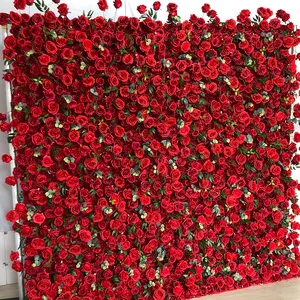 ODM Artificial Flower Wall Rolling Up 5d Flower Wall Backdrop 8ft X 8ft For Wedding Event