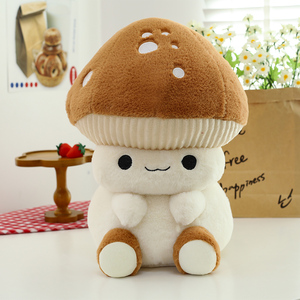 Popular y Adorable Almohada de Peluche con Diseño de Hombre Hongo y Muñeca Vegetal, Relleno de Algodón PP, Forro de Malla, Reconfortante y Calmante para Hermanita - Product Image 4