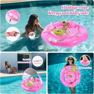 Piscine gonflable rose pour bébé avec auvent pare-soleil, siège de sécurité réglable et jouets sonores à presser - Product Image 2