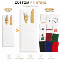 Serviettes en papier jetables de haute qualité, effet lin, format poche, design personnalisé pour usage en restaurant