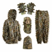 Ensemble de camouflage 3D en polyester à motif feuilles, veste à capuche et pantalon, tenue intégrale pour la chasse en extérieur et le travail sur le terrain
