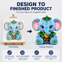 Peluche Éléphant Léopard Bleu Personnalisée Direct Usine, en Coton PP Ultra Doux, Broderie Anniversaire, Anti-Stress, OEM/ODM