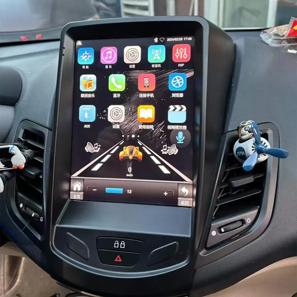 Android 13 Carplay Voor Ford Fiesta Mk7 2009-2017 Tesla Stijl Auto Radio Multimedia Stereo Speler Wifi Gps Navigatie