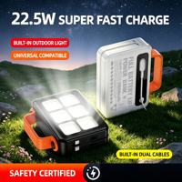 Batterie externe portable 20000 mAh à charge ultra-rapide 22,5 W avec câbles intégrés, lampe de camping, batterie externe pour événements en plein air