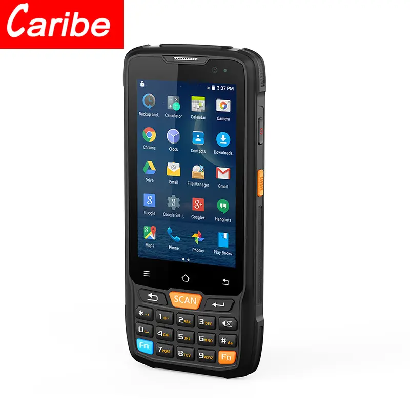 CARIBE-هاتف محمول باليد يعمل بنظام Android, ماسح الباركود 4G ، واي فاي ، 1D 2D ، مع شاشة