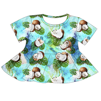 Chemise Peplum à Manches Courtes Confortable et Tendance pour Petites Filles, Impression Personnalisée, Vêtements en Bambou Doux pour Enfants, MOQ Faible