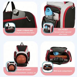 Sac à dos de sport personnalisé avec compartiment pour ballon, en tissu Oxford, pour football, soccer, basketball, pour jeunes athlètes et hommes - Product Image 2