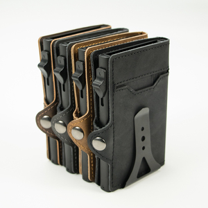 Casekey Ultra Thin Mini Leather Cardholder Men <b>Wallet</b> Tarjetero Para Hombre Auto Eject Pop up Card <b>Holder</b> With Cash Clip - Product Image 5