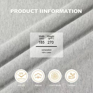 Tissu <span class=keywords><strong>jersey</strong></span> simple ChaoPai en coton biologique, 270 GSM, 100 % coton, largeur 185 cm, <span class=keywords><strong>uni</strong></span>, écologique, anti-boulochage, pour filles et garçons - Product Image 2