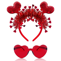 Ensemble serre-tête cœur Saint-Valentin et lunettes de soleil cœur rouge, parfait pour la Saint-Valentin, les mariages, les anniversaires et les cadeaux de fête