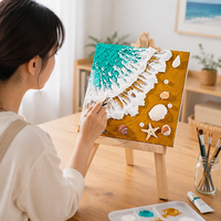 Peinture à l'huile 3D par numéros DIY, animaux de dessin animé, tissu carré, coquillages de plage, cadeaux de plage personnalisables