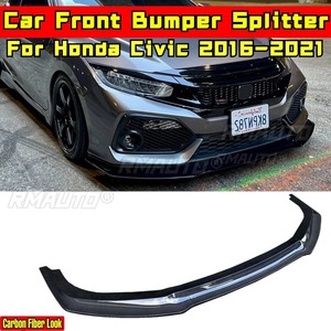 For Honda Civic SI Hatchback 2016-2021 Body Kit Honda Civic Front Bumper Lip Carbon Fiber Look Style <b>Splitter</b> Car Accessories - Product Image 3